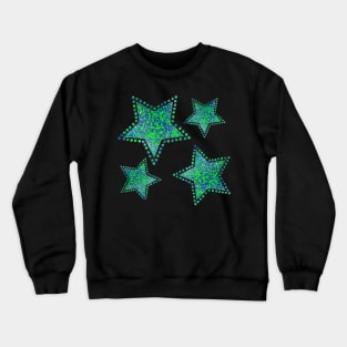 Blue and Green Splatter Stars Crewneck Sweatshirt